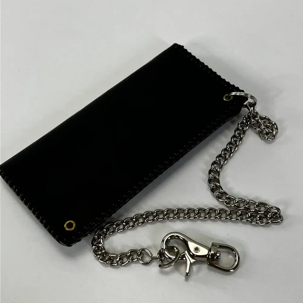 Leather Biker Long Wallet On Chain New